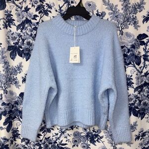 Elegant Sky Blue Women's Turtleneck Sweater